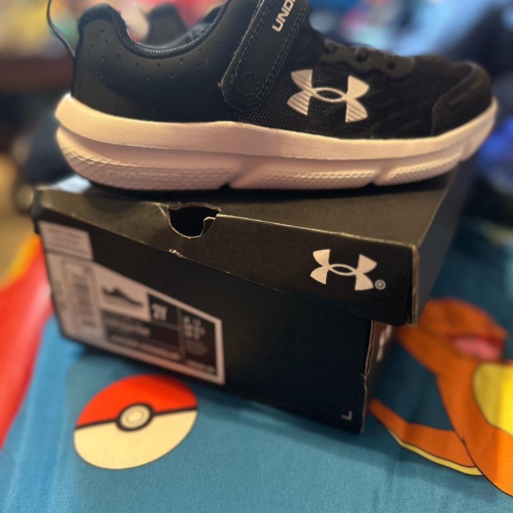 Brand New, Never Worn- Under Armour Kids Black and White Sneakers